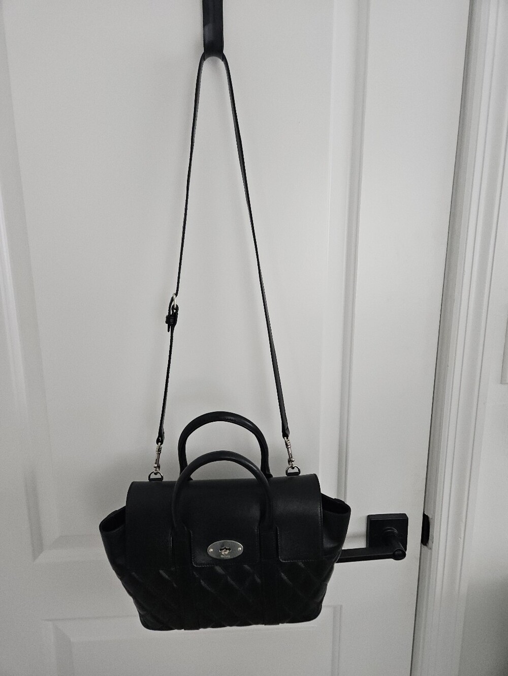 Mulberry Small Bayswater Satchel, Black Quilted Leather Top-Handle - Picture 8 of 11